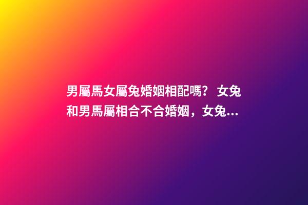 男屬馬女屬兔婚姻相配嗎？ 女兔和男馬屬相合不合婚姻，女兔 和 男馬 合不合？